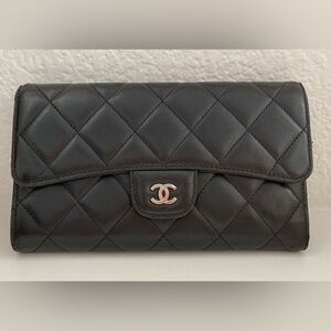 Chanel Black Lambskin Flap Wallet